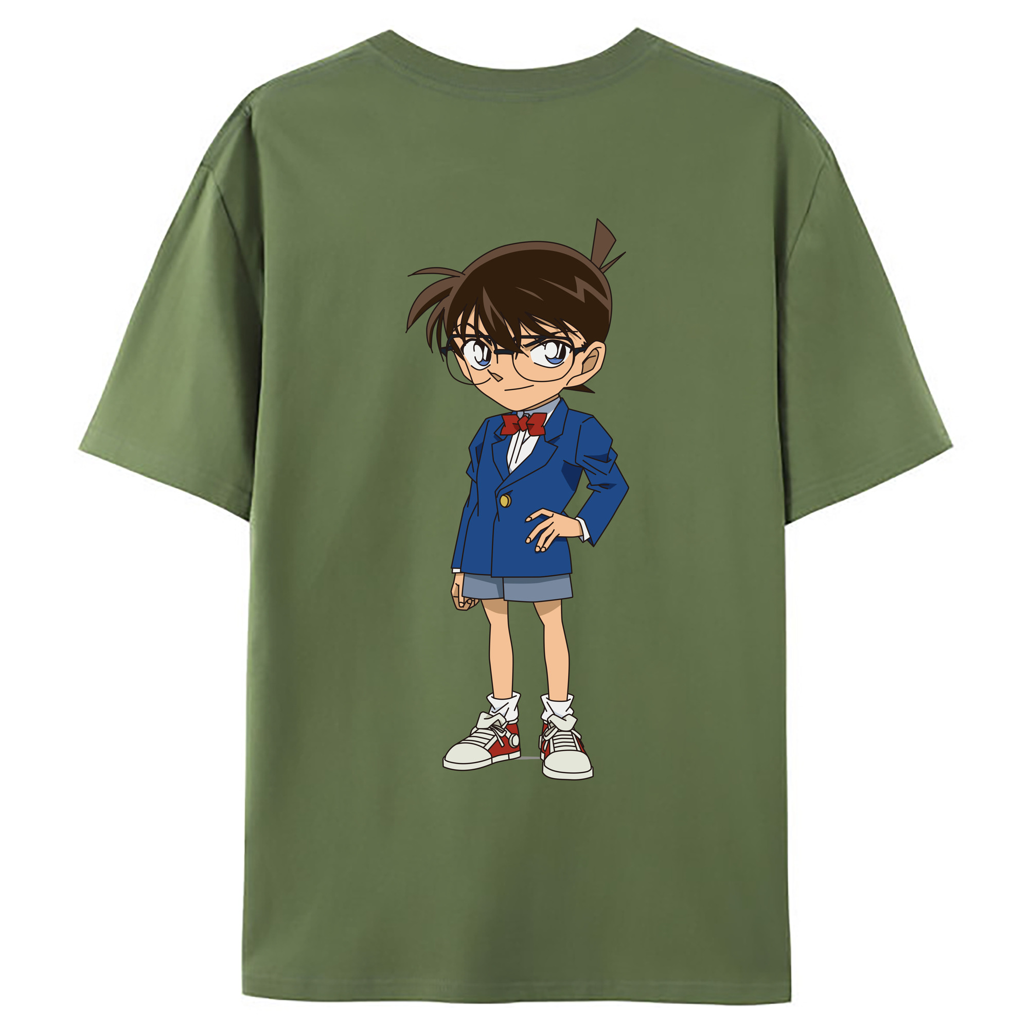 （画像用） 名探偵コナン 江戸川 コナン Detective Conan Conan Edogawa 綿100％ メンズ半袖Tシャツ（バックプリント） 通気性